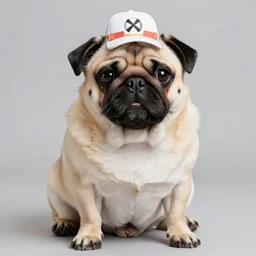 a pug dog cosplaying Big Mamma from one piece