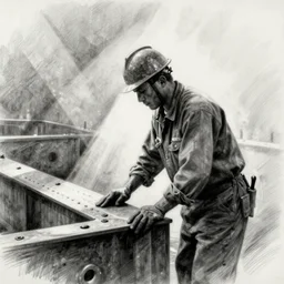 a drawing of a steel worker, by dean cornwall
