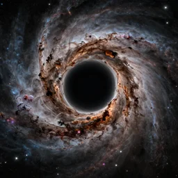 artist's rendition of a black hole, nebulae in the background, 8 k, ultra detailed