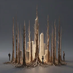 city made of dry trees, by peter mohrbacher, john avon, dan mumford, craig mullins nekro, volumettic light, cgsociety, pixiv, 3 d render