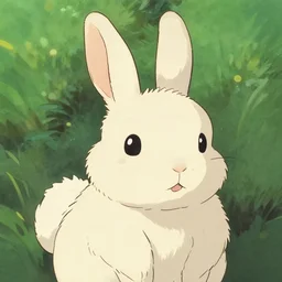a kawai drawing of a very cute rabbit, by studio ghibli