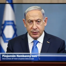 Benjamin Netanyahu on live television lying about himself to an interviewer, long nose