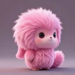 high quality 3 d render hyperrealist very cute fluffy tardiradiant, plush mascot, long spiky fluffy smooth hair, photo from the side, pink fluffy fur, vray, smooth background, artstation, ultra detailed