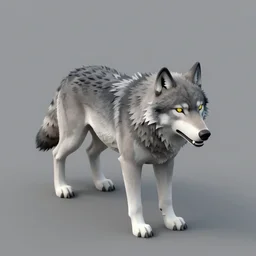 isometric 3 d render of a wolf
