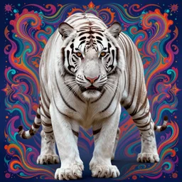hyper detailed ultra sharp of a white tiger, trending on artstation, warpaint aesthetic, bloodwave, colorful, psychedelic, ornate, intricate, digital painting, concept art, smooth, sharp focus, illustration, art by artgerm and greg rutkowski and h. r. giger, 8 k