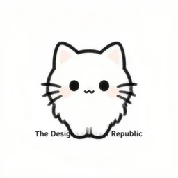 A minimalist logo of a fluffy kitten by The Designers Republic, y2k style