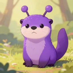 furry ( fandom ) art of a cute anthropomorphic purple otter cartoon alien with antennas, digital art, painting, trending on furaffinity