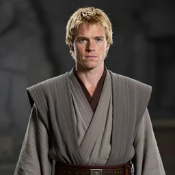 portrait by greg rutkowski, young jedi knight, german features, short blond hair, straight jaw, manly, tall, wearing gray jedi robes, star wars expanded universe, artstation hq.