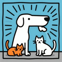 Dog and cat,by Keith Haring.