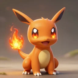 full shot, a cute fire pokemon with big eyes made of flame, greg rutkowski, zatzka, hans, trending on artstation, high detail