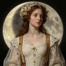 the moon goddess, intricate and detailed lace set, suspenders, honey birdette, realistic renaissance portrait, highly detailed, digital painting, artstation, concept art, smooth, sharp focus, cinematic lighting, art by john collier, artgerm and greg rutkowski and alphonse mucha and jacques louis david and john william godward