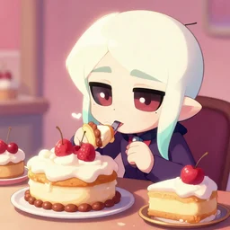 fnafs eating cakes painted by nicoletta ceccoli, detailed digital art, trending on Artstation