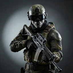 Portrait photo of Call of Duty Ghost, studio lighting