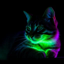 phosphorescent tabby under blacklight