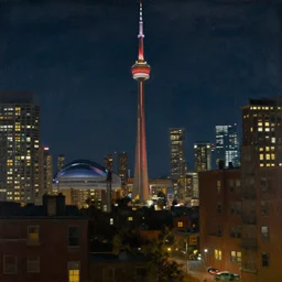 toronto at night, painting by diego velazquez, very detailed