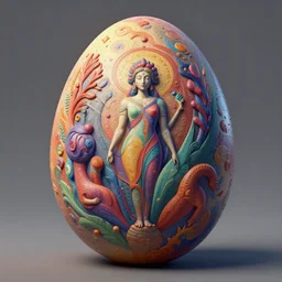 the egg of creation, metaphysical art, surrealism, zbrush, unreal engine, vibrant, detailed, by sam guay