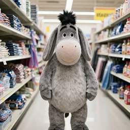 Eeyore shopping for new clothes at Wal-Mart
