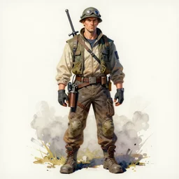 a oil / watercolor painting full body character portrait of a bullet artificer in the style of moebius in the style of leonard boyarsky trending on artstation deviantart pinterest detailed realistic hd 8 k high resolution