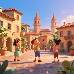movie still of a disney animation taking place in italy marmalade sunset bright clear blue skies trending on zbrush!! artstation hd artstation hq cgsociety contest winner 3 2 k 1 6 k intricate!! detailed!! defined award winning bright lively bokeh!!