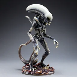 statue of a xenomorph by junji ito, detailed, slime, bone china, glass, studio setting