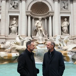 trevi fountain, heavy rain, by ronk hicks, jeremy lipking, jeremy mann