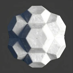 six sided, hexagonal planetary space station, seen from above, by pail chadeisson