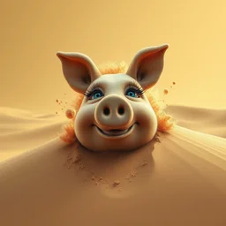 particles of sand explode out of sahara sand dune forming the visage of miss piggy's face, surrealistic, supernatural trending on artstation