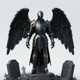 the black knight rising from his grave, symmetric armor, wings, undead, highly detailed, smooth, dark fantasy, manga illustration, by artgerm, greg rutkowski, alphonse mucha