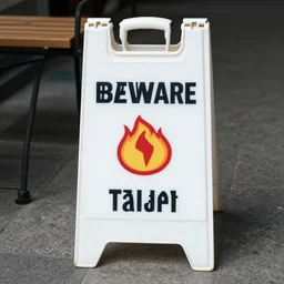 a sign of beware of that table, photography