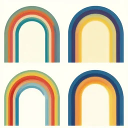 seamless pattern of large colorful 4 arches in escher style horizontal multilayers