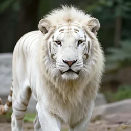 a bright white hybrid of a lion and a tiger, 4k