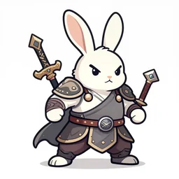 dungeons and dragons illustration of a very aggressive looking bunny warrior, in the style of bernie wrightson art