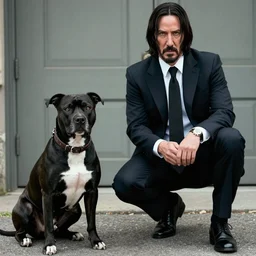 john wick and his black pitbull