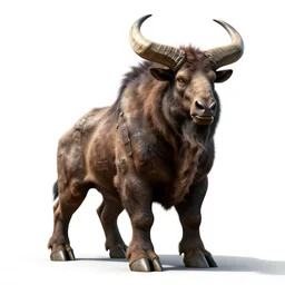 battle-worn minotaur with axe, high detail digital art, full body, standing, isolated on a pure white background, centered, whole figure in frame, sharp focus, studio lighting