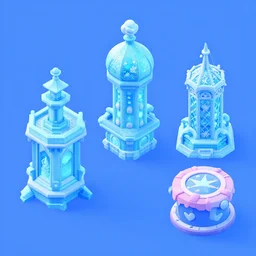 3 - d isometric frozen themed items for game, large, myvmk, with detailed, clean, cartoon, pixar, disney, toon shader, arnold render, unreal engine, artgerm, artstation by miha rinne