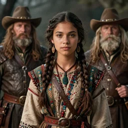 detailed ultrarealistic photography front medium shot of fantasy ethnic rustic girl warrior leyendecker, norman rockwell, greg rutkowski, jim henson artstation cinematic, vray game of thrones, lord of the rings