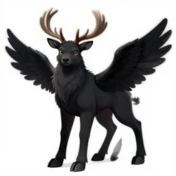 award winning beautiful portrait commission of a male furry anthro Black Reindeer fursona with a tail, wings, wings, wings and a cute beautiful attractive detailed furry face wearing stylish black and rainbow galaxy clothes, outline, in a city at night while it rains. Character design by charlie bowater, ross tran, artgerm, and makoto shinkai, detailed, inked, western comic book art