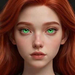 girl portrait. red hair, green eyes. intricate artwork. octane render, trending on artstation, very coherent symmetrical artwork. cinematic, hyper realism, high detail, octane render, 8k, matte painting, 3d