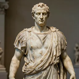 ancient roman statue depicting tony soprano, museum photography, 4 k, real, highly detailed