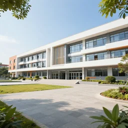 wide angle shot of a modern school, hyper detailed, trending on artstation, n - 4