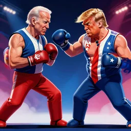 joe biden vs donald trump, street fighter, fight, fistfight, digital art