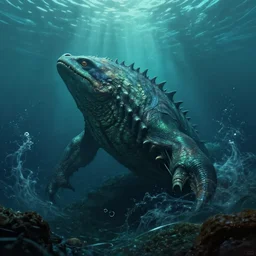 sea beast of the depths in the style of michael whelan and h. p. lovecraft. hyperdetailed photorealism by greg rutkowski. full frame