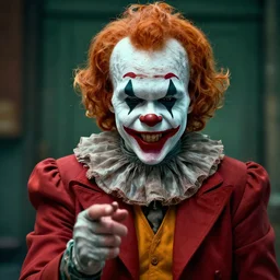 Joker as pennywise, joker pennywise fusion, joker 2019, unreal engine, realistic, photorealistic, realistic render, HD, hyper realism, photo realism, cinematic
