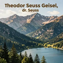 mountains, trees, and lake, by theodor seuss geisel, dr. seuss