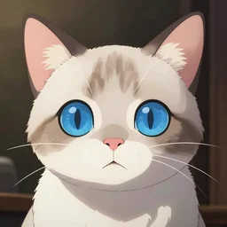 anime visual of a cute cat, with blue eyes!!!!, high quality detailed anime, cel shaded, digital art by last exile murata range blue submarine no 6, hd, ambient light