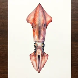 a water color gril squid by tony sandoval