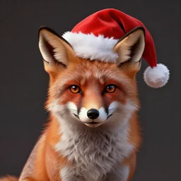perfectly-centered-Portrait-full-shot of a fox, wearing a santa hat, intricate, elegant, super highly detailed, professional digital painting, artstation, concept art, smooth, sharp focus, no blur, no dof, extreme illustration, Unreal Engine 5, 8K, art by artgerm and greg rutkowski and alphonse mucha and loish and WLO!
