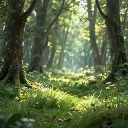 fantasy with earth forest and meadow magic, at gentle dawn green light, by adam varga, cinematic lighting, volumetric lighting, smooth, sharp focus, highly detailed, render in unreal engine 5, artstation, deviantart, behance, trending, epic composition, hd, octane, unreal engine, volumetric lighting, light rays, masterpiece, award - winning