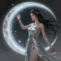 gorgeous!!! hyper - realistic moonbow sorceress casting a spell | drawn by wlop, drawn by jeehyung lee, drawn by artgerm | intricate, highly detailed, digital painting, character design, concept art, illustration, artstation