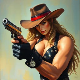 zona 8 4 gunslinger. contra. artgerm. coherent. keith parkinson. oil on canvas